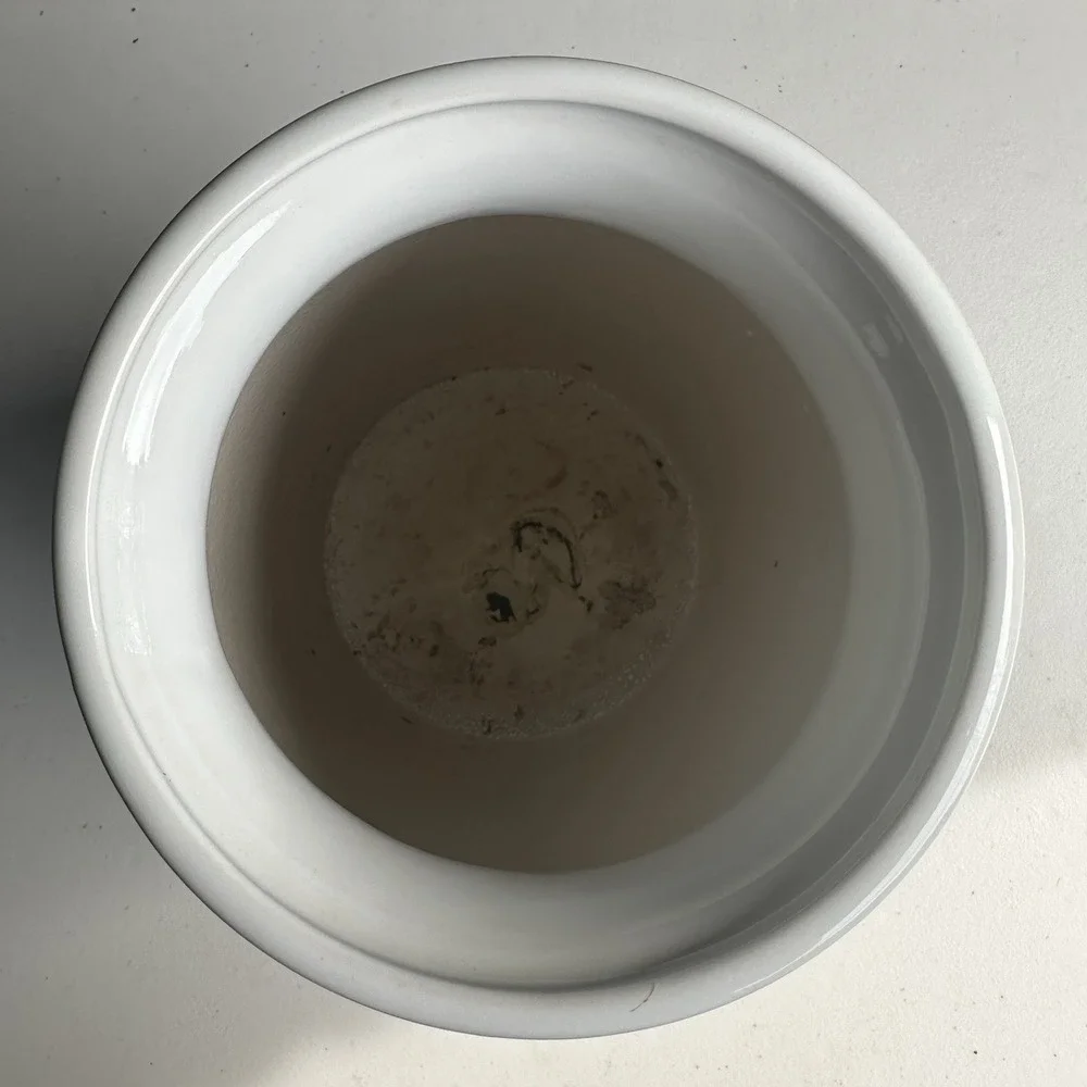 Vintage 90s Harris Pottery White Ivy Crock Vase Country English Cottage Granny